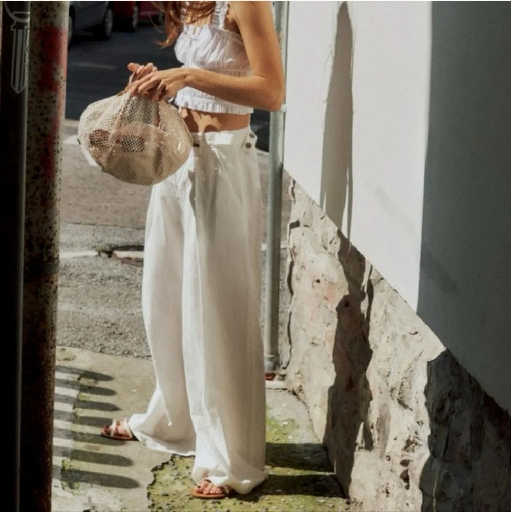 ❌️SOLD❌️WIDE LEG LINEN PANTS SIZE XS - Picture 2 of 6